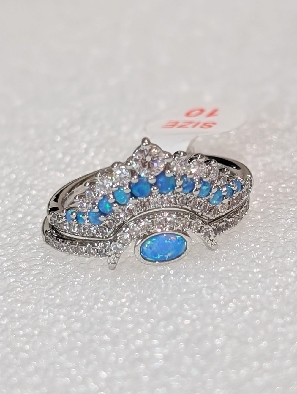NWT Bomb Party "Angelic Wonder" RBP6586 LG Fire Opal Rhodium Plated Sz 10 Rings